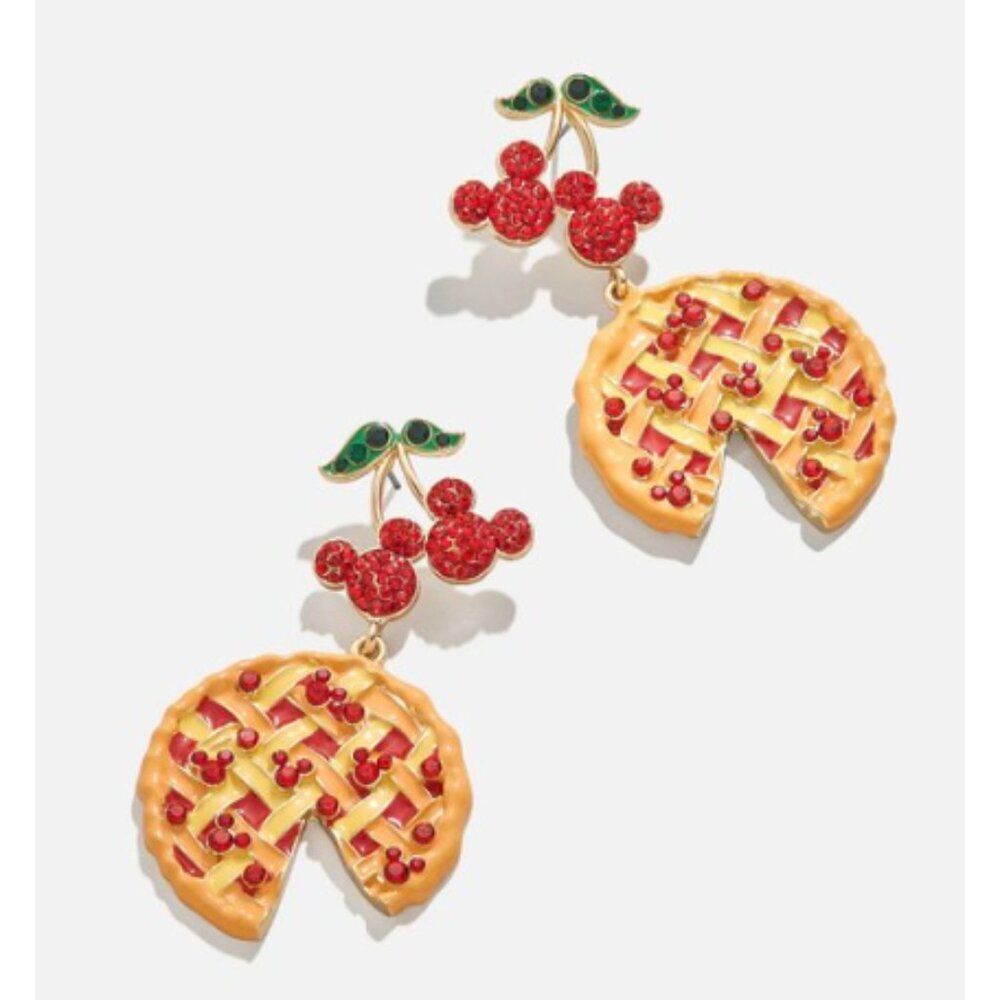 Disney X Baublebar Hidden Mickey Cherry Pie Rhinestone Dangle Earrings | NEW